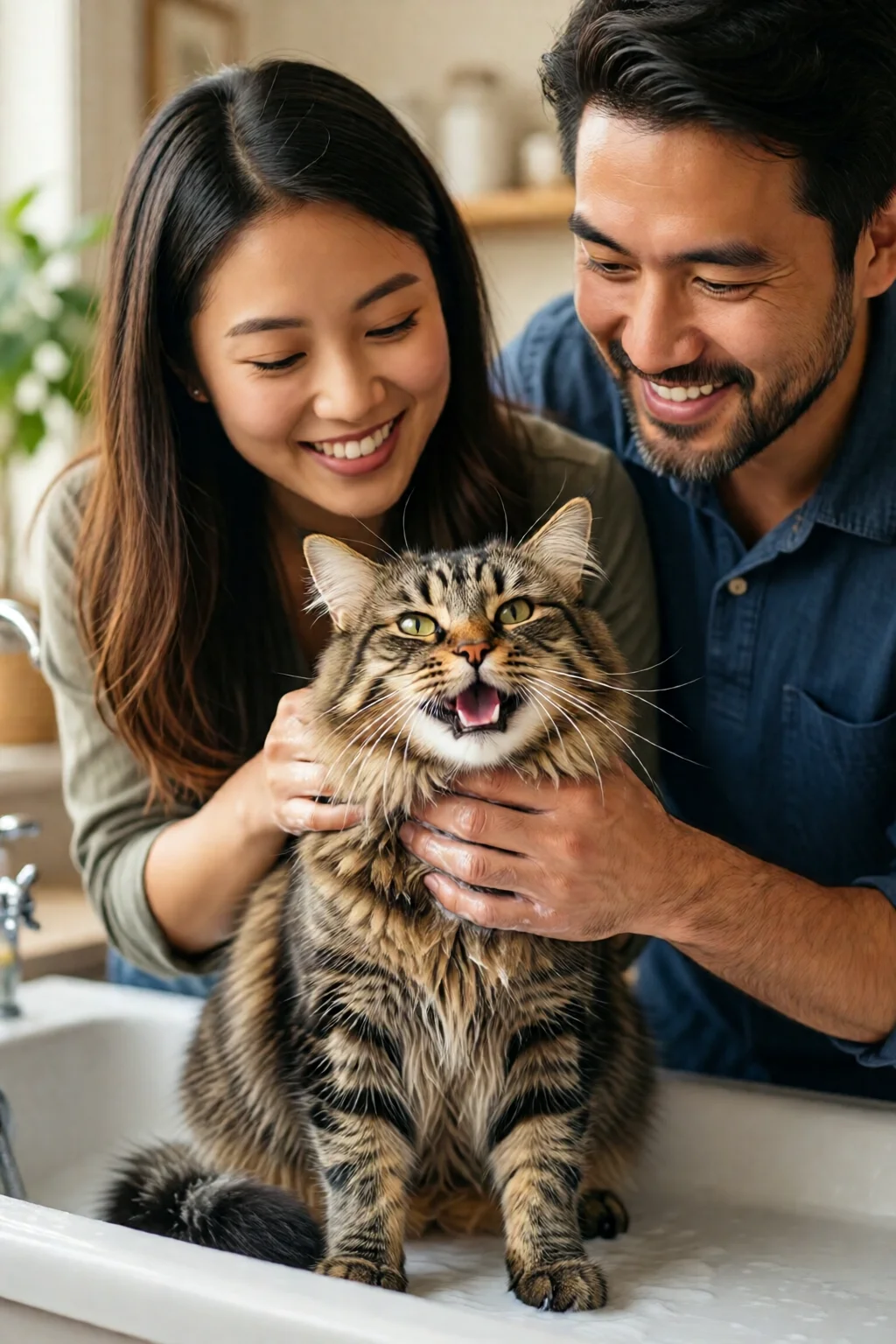 how to bathe a cat without getting scratched