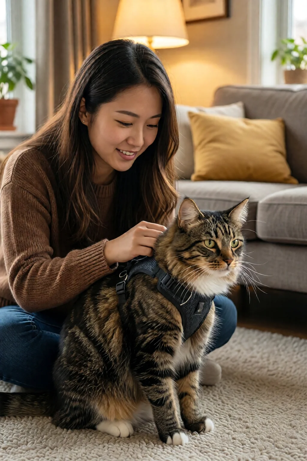how to train a cat to use a harness